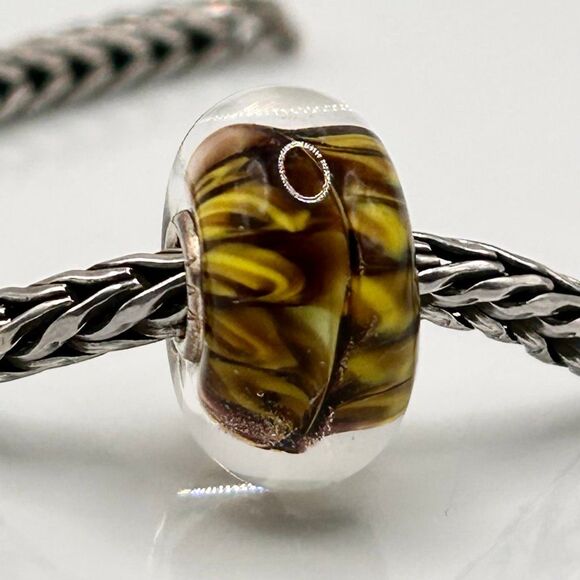 TROLLBEADS Brown & Yellow Tiger’s Tail Unique 925S NEW! Rare Find - Picture 5 of 10